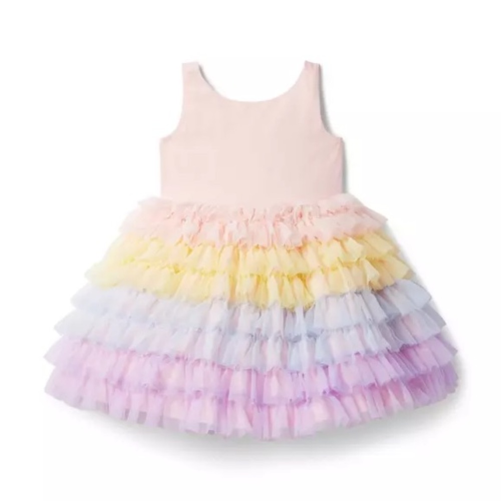 Janie and Jack Birthday Rainbow Tulle Dress in Pastel Confetti